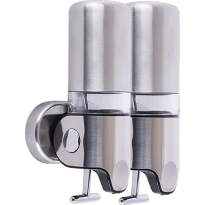 İkili Sıvı Sabunluk Şampuanlık 450 ml x 2 Mat Paslanmaz Çelik