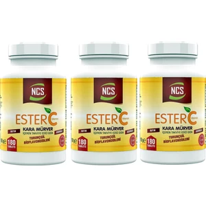 Ester C Vitamini 1000 Mg 180 Tablet Kara Mürver Turunçgil Bioflavonidleri Rutin Aserola 3 Adet