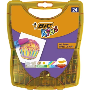 Kids Yağlı Pastel Boya Çantalı Plastik Kutu 24 Renk