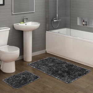 Alanur Home Domino Cotton Eskitme 2'li Paspas Seti Klozet Takımı Antrasit