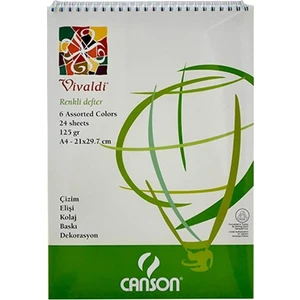A4 Spiralli Vivaldi Renkli Resim Defteri 24 Yaprak 125 gr