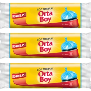 Orta Boy Çöp Torbası 15 Adet - 3'lü