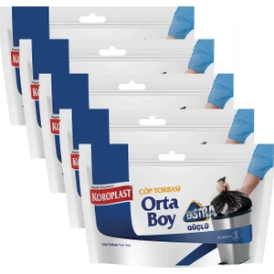 Orta Boy Çöp Torbası Ekstra Güçlü 15 Adet - 5'li