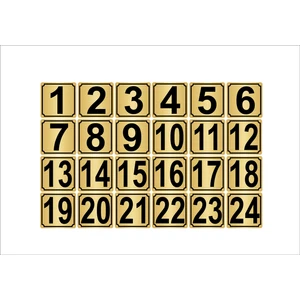 Özarslan DizaynMetal Kapı Masa Dolap Numarası 5 x 5 cm 24'lü 1-24 Altın