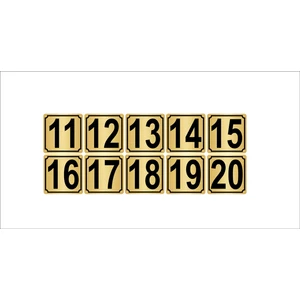 Özarslan DizaynMetal Kapı Masa Dolap Numarası 3,5 x 3,5 cm 10'lu 11-20 Altın