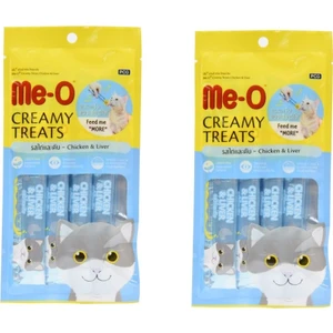 Me-O Creamy Treats Tavuklu ve Ciğerli Krem Kedi Ödülü 4 x 15 gr x 2