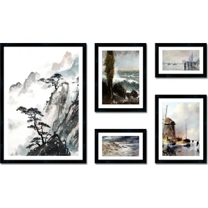Dokulu Tablo Seti Çerçeveli 5li Set 120 x 70 cm