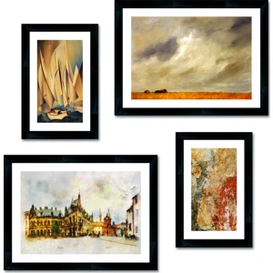 Dokulu Tablo Seti Çerçeveli 4lü Set 70 x 70 cm