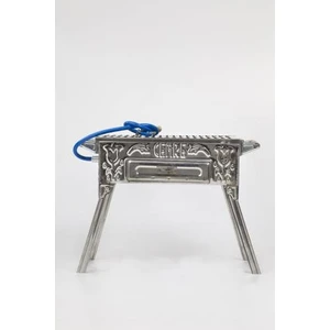 Market Cemre Tüplü Kömürlü Krom Ayaklı Pervazlı Mangal 28 x 50 cm + Lav Taşı