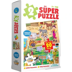 0-6 Yaş Yayınları 2 Süper Puzzle - Çiftlik Havananları + Vahşi Havanlar