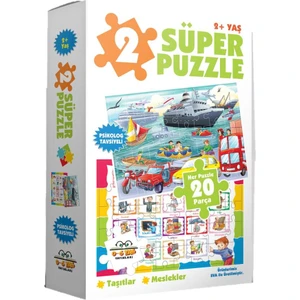 0-6 Yaş Yayınları 2 Süper Puzzle - Taşıtlar + Meslekler