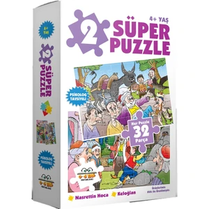 0-6 Yaş Yayınları 2 Süper Puzzle Nasrettin Hoca Keloğlan 4+ Yaş