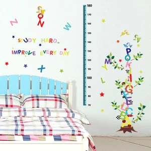 Crystal Kids Çocuk Bebek Odası Boy Ölçer Harfler Pvc Duvar Sticker