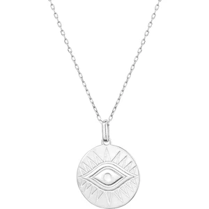 Büyük Göz Madalyon Gümüş Kolye