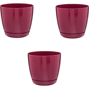 Floris Saksı Tabaklı  14 cm 1,5 Lt   3'Lü Bordo