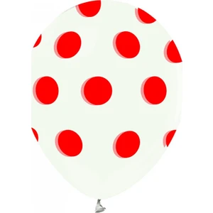 Balon Şeffaf Kırmızı Puantiyeli 10'lu