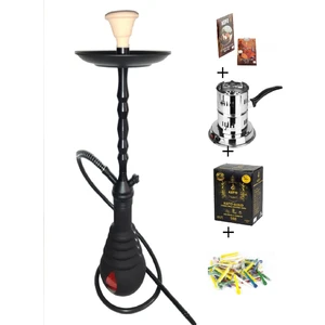 Akarsu Nargile Deluxe Siyah Nargile Takımı + Elektrikli Ocak + Folyo + Sipsi + Kömür