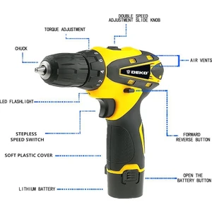 Deko 20 Volt 3.0 Amper Çift Akülü Şarjlı Vidalama Matkap