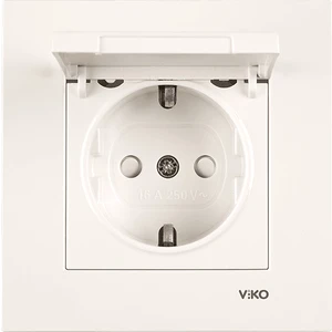 Viko Karre/Meridian Krem Kapaklı Topraklı Priz Ç.K. Mekanizma Çerçeve Hariç