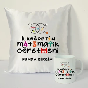 Nil Hediye Ilköğretim Matematik Öğretmeni Bardağı ve Dekoratif Kırlenti