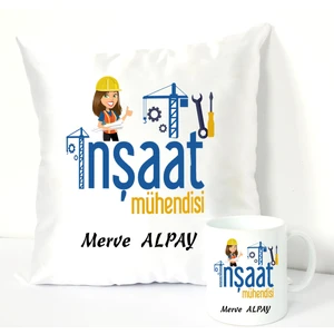 Nil Hediye Inşaat Mühendisi Bardağı ve Dekoratif Kırlenti