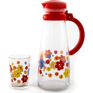 95491 7 Parça Çiçekli Su Takımı