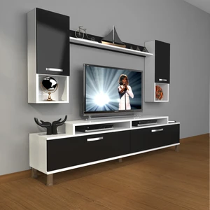 Ekoflex 5da Mdf Krom Ayaklı Tv Ünitesi Tv Sehpası Beyaz Siyah