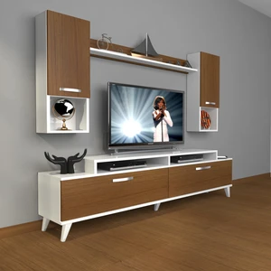 Ekoflex 5da Mdf Retro Tv Ünitesi Tv Sehpası Beyaz Ceviz