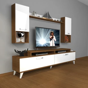 Ekoflex 5da Slm Retro Tv Ünitesi Tv Sehpası Ceviz Beyaz