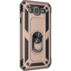 Case Street  J7 Core Kılıf Tank Vega Standlı Yüzüklü Mıknatıslı + Nano Glass Gold