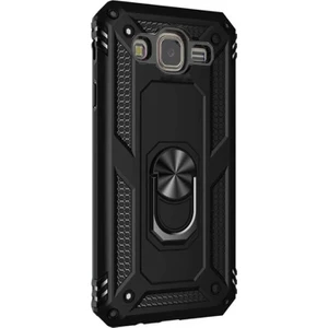 Case Street  J7 Core Kılıf Tank Vega Standlı Yüzüklü Mıknatıslı + Nano Glass Siyah