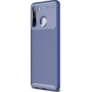 Samsung Galaxy A21 Kılıf Negro Karbon Dizayn Silikon Lacivert