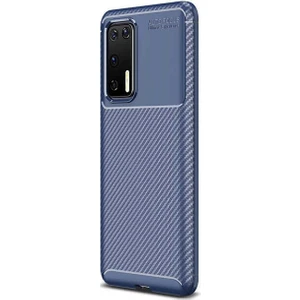 Huawei P40 Kılıf Negro Karbon Dizayn Silikon Lacivert
