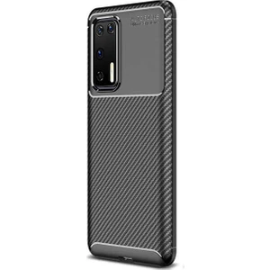 Huawei P40 Kılıf Negro Karbon Dizayn Silikon Siyah