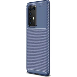 Huawei P40 Pro Kılıf Negro Karbon Dizayn Silikon Lacivert