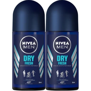 NIVEA Men Erkek Deodorant Roll-On Dry Fresh 50 ml x 2 Adet, 72 Saat Anti-perspirant Koruma Koruma