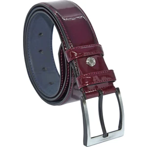 Bordo Rugan Suni Deri Dikişli 4 cm Klasik Kemer - 7400-97