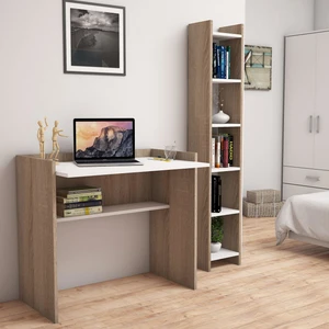 T1020 Neslişah Kitaplık ve Çalışma Masası Ceviz/Beyaz