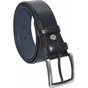 Siyah Suni Deri Dikişli Model 4 cm Klasik Kemer - 7400-DÜZ