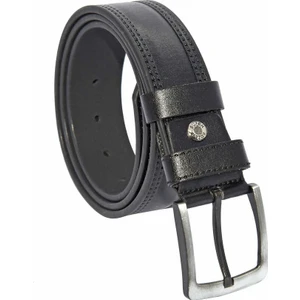 Siyah Suni Deri Dikişli Model 4 cm Spor Kemer - 7000-28