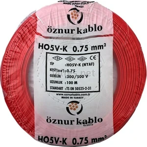 0,75 mm2 H05V-K Nyaf Kablo 100 m Kırmızı