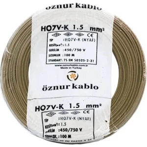 1,5 mm2 Nyaf H07V-K Bakır Kablo 100 m Kahverengi