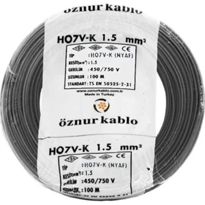 1,5 mm2 Nyaf H07V-K Bakır Kablo 100 m Siyah