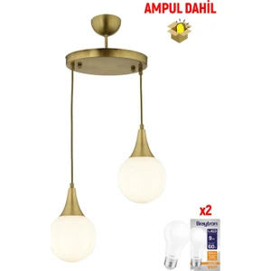 Damla 2 Li Yuvarlak Eskitme -Led Ampul Dahil Modern Koridor Mutfak Salon Sarkıt Avize