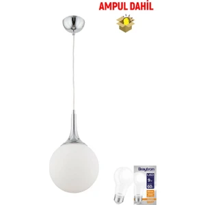 Damla Tekli Yuvarlak Krom -Led Ampul Dahil Modern Koridor Mutfak Salon Sarkıt Avize