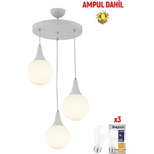 Damla 3 Lü Yuvarlak -Led Ampul Dahil Modern Koridor Mutfak Salon Sarkıt Avize