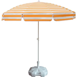 Çizgili Plaj Şemsiyesi Turuncu-Beyaz 20 lt Bidonlu