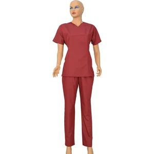 Emel Şahin Tekstil Dr. Hemşire Kadın Forma Bordo Yarasa Takım 34