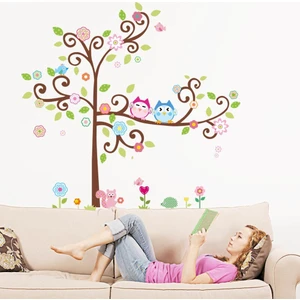 Crystal Kids Ağaç Baykuşlar Çiçekler Renkli Bebek ve Çocuk Odası  Duvar Sticker