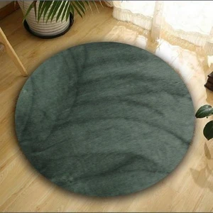 Balat Halı Dekoratif Koyu Gri Peluş Yumuşak Yuvarlak-Oval Halı